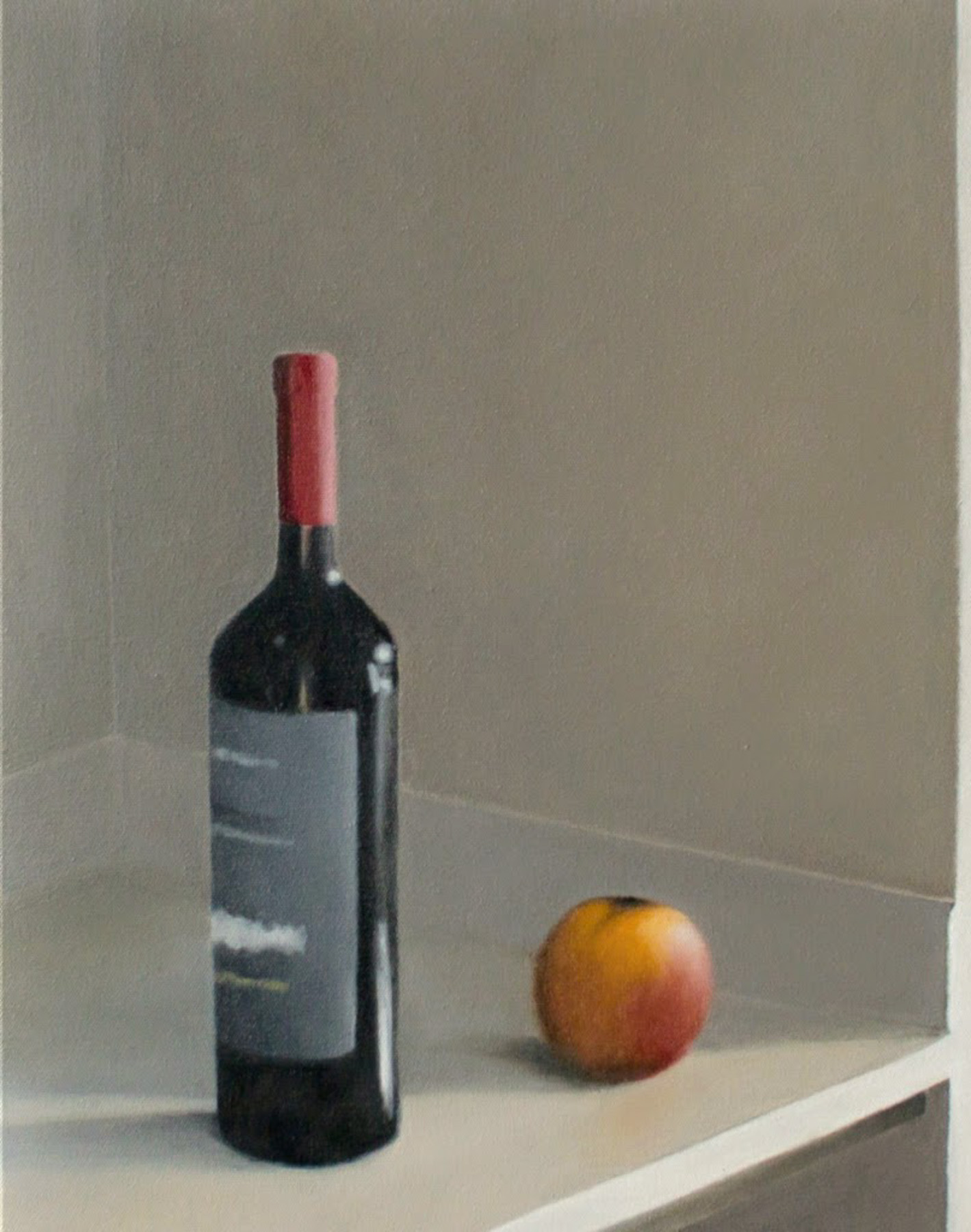 Wine bottle and apple